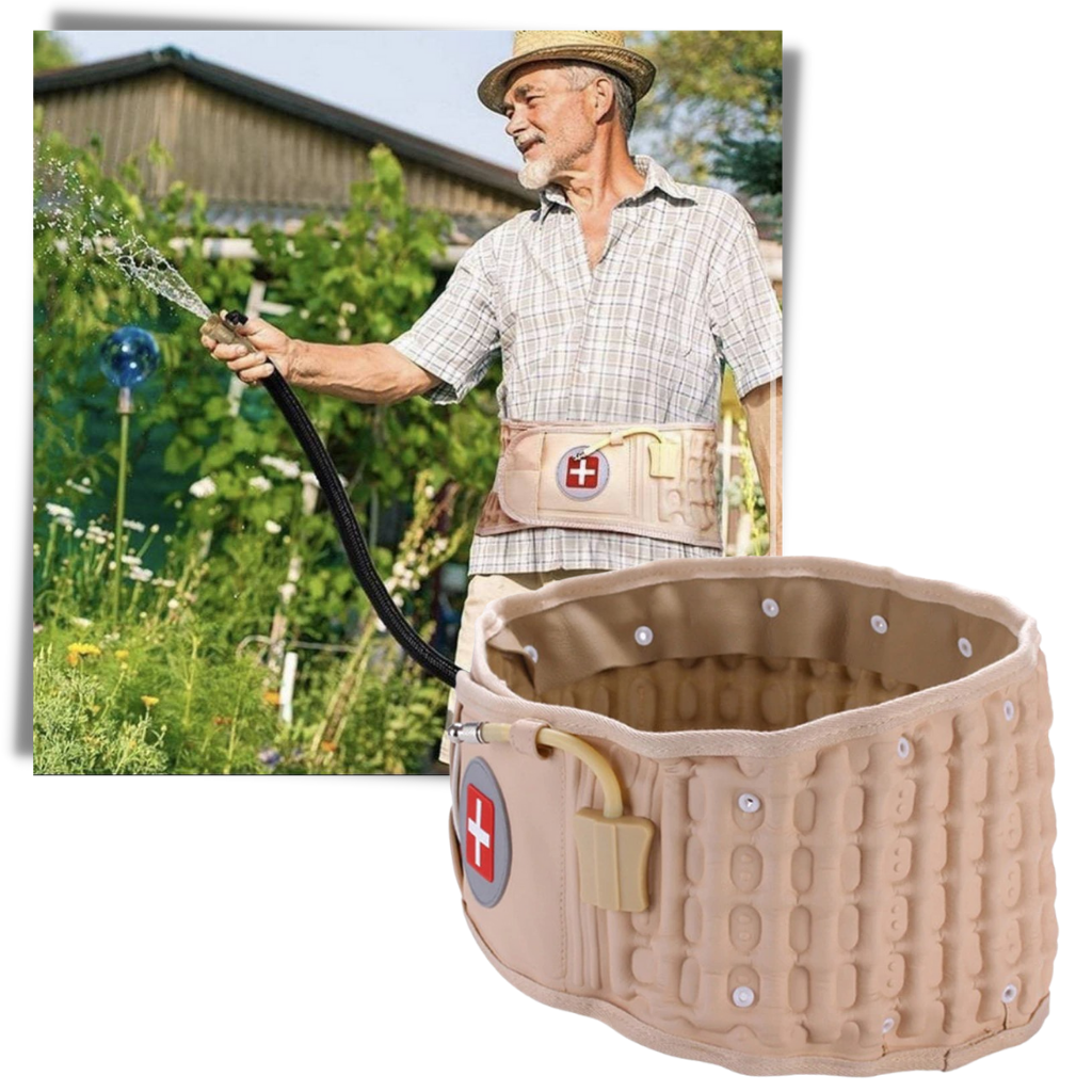 Inflatable decompression lumbar support belt